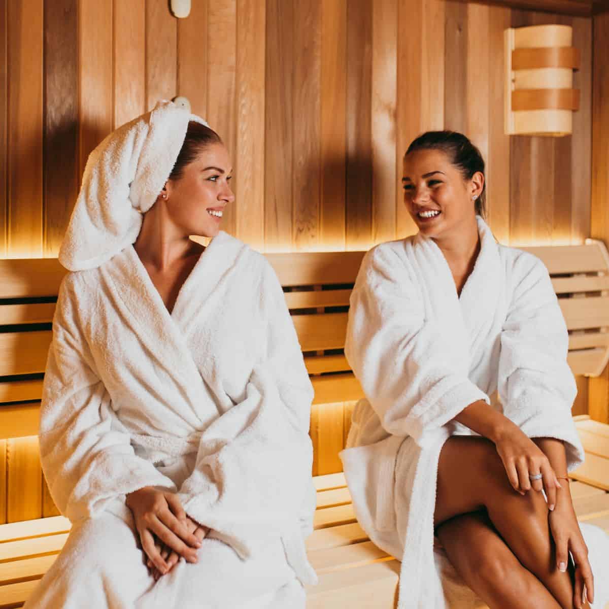 two ladies at the sauna.